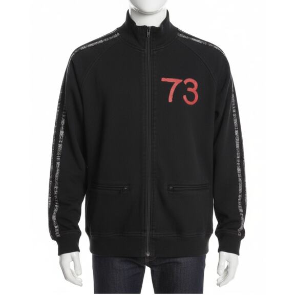 Y2K GUESS Track Jacket Boys Size L Black Full Zip Striped Sleeve Retro Cotton - Picture 1 of 5